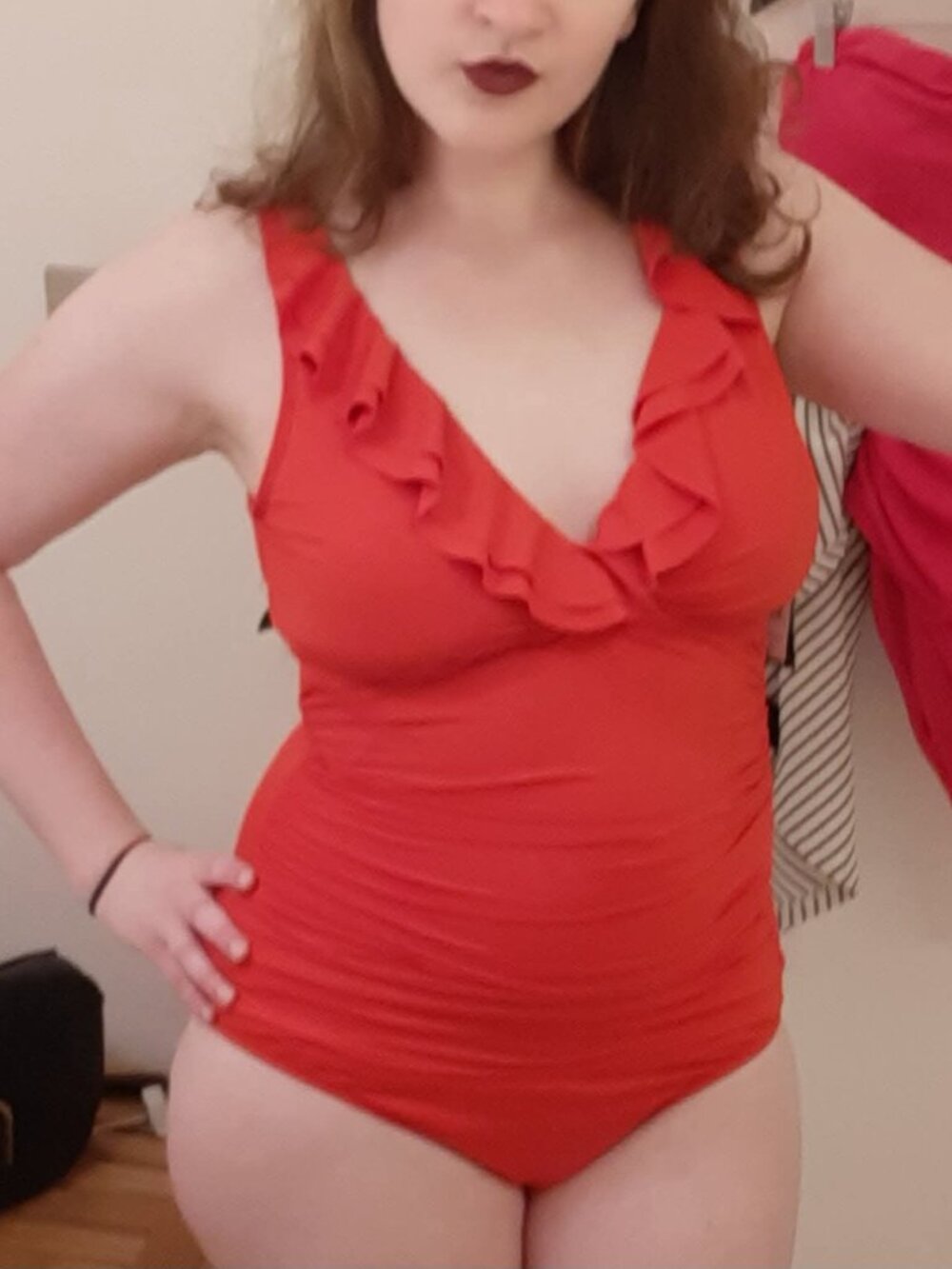 Flattering, Red Land's End One Piece Swimsuit